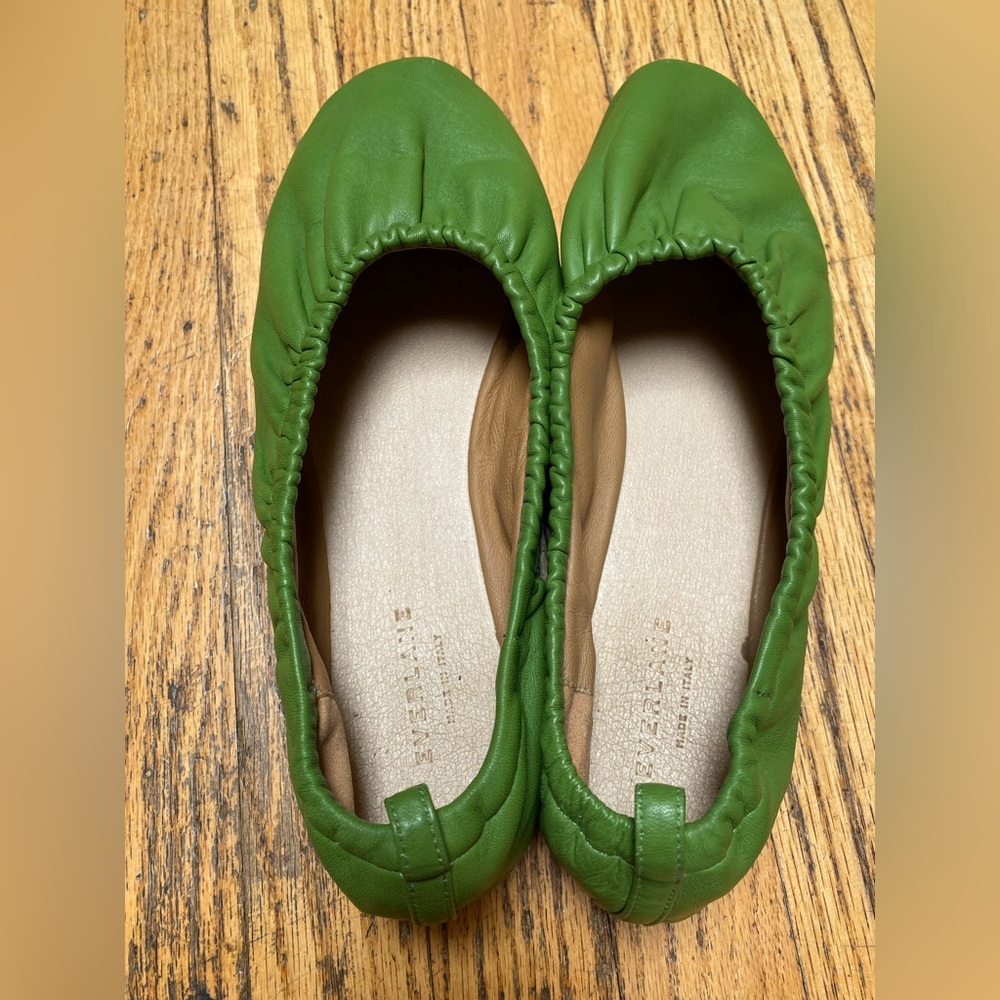 Fabulous Everlane Green Leather Scrunch Ballet Flats - Picture 12 of 12